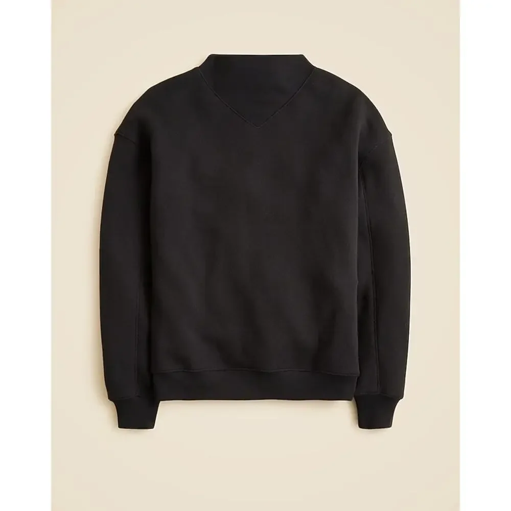 $108 New JCrew Heritage Terry Mockneck Sweatshirt Black Small